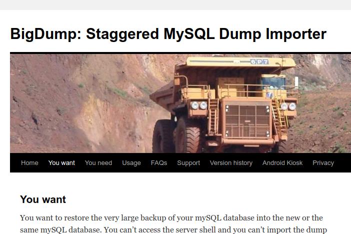  BigDump importe votre grosse base de données SQL